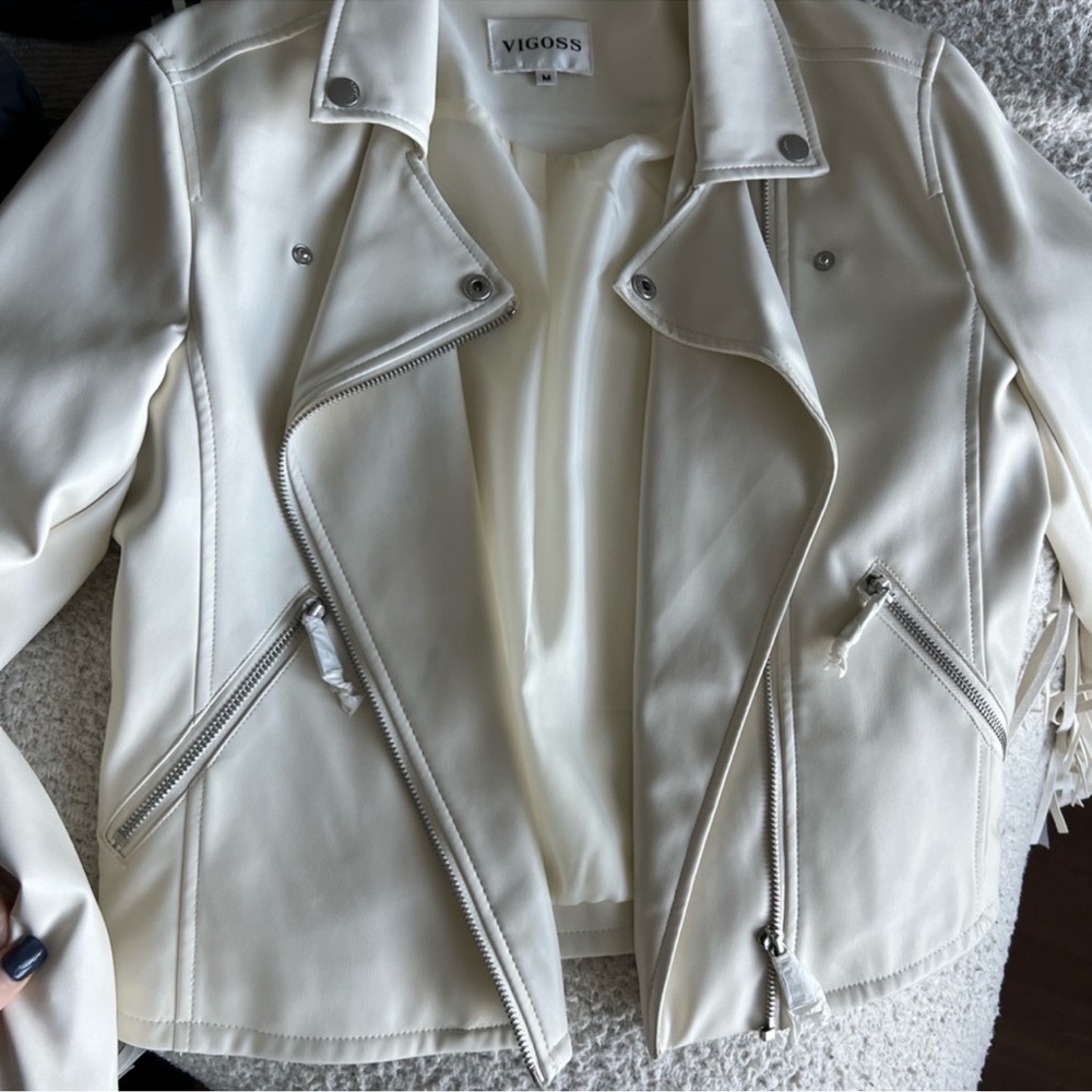 Ivory Leather Jacket - Picture 2 of 3